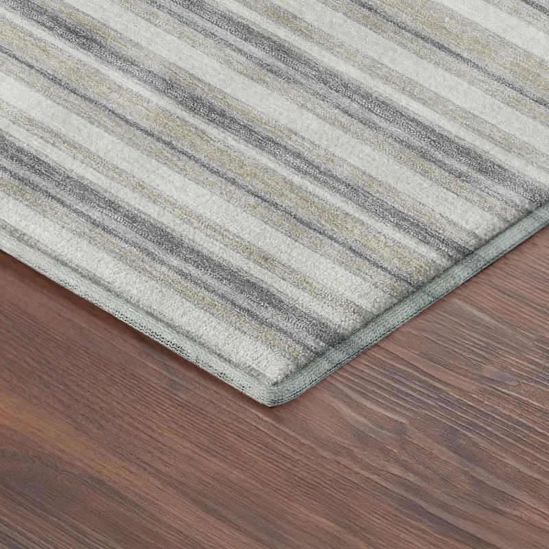 Luxury Washable Indoor/Outdoor Soft Essentials Silver 5\' x 7\'6\" Rug