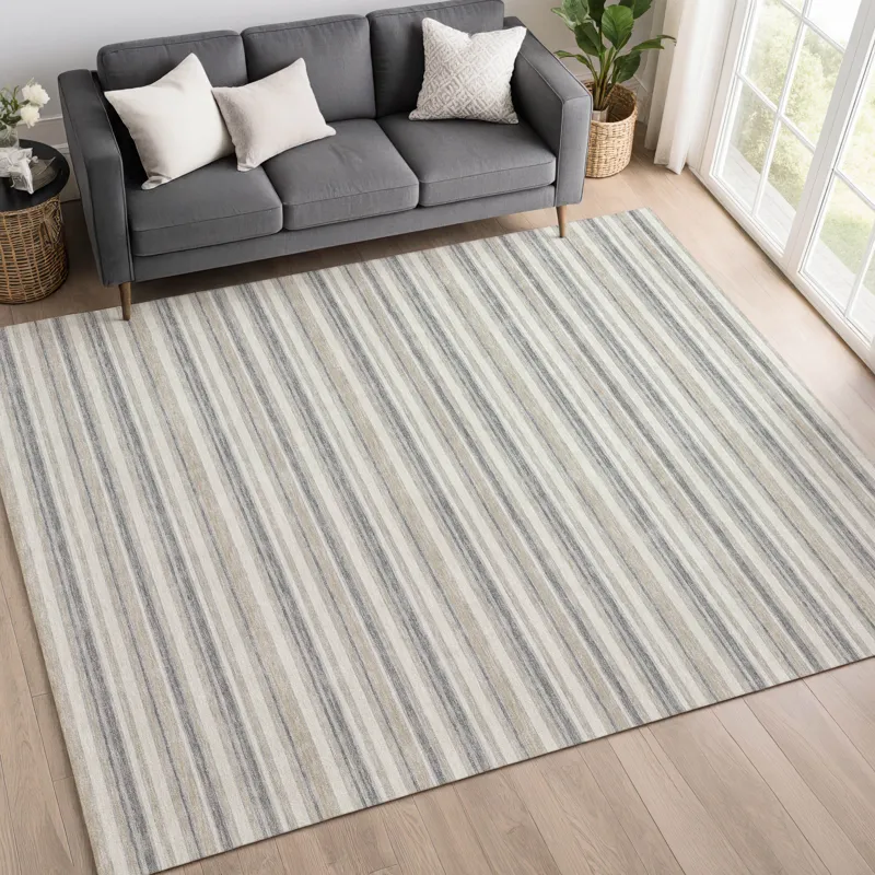 Luxury Washable Indoor/Outdoor Soft Essentials Silver 5\' x 7\'6\" Rug