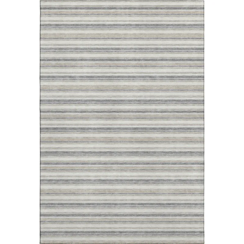Luxury Washable Indoor/Outdoor Soft Essentials Silver 5\' x 7\'6\" Rug