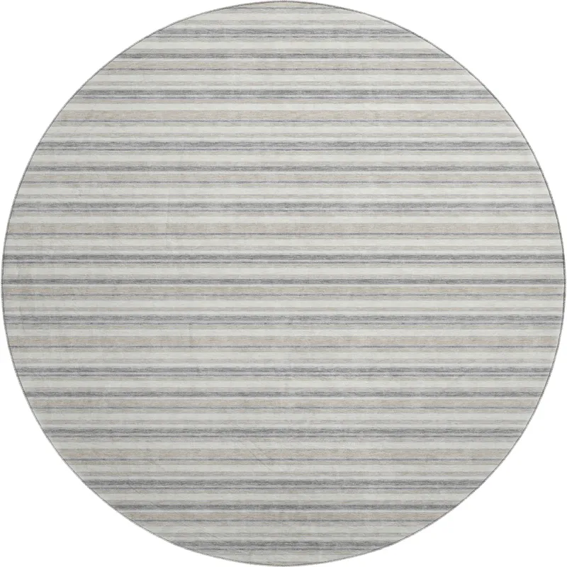 Luxury Washable Indoor/Outdoor Soft Essentials Silver 8\' x 8\' Round Rug