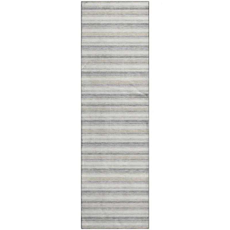 Luxury Washable Indoor/Outdoor Soft Essentials Silver 2\'3\" x 7\'6\" Runner Rug