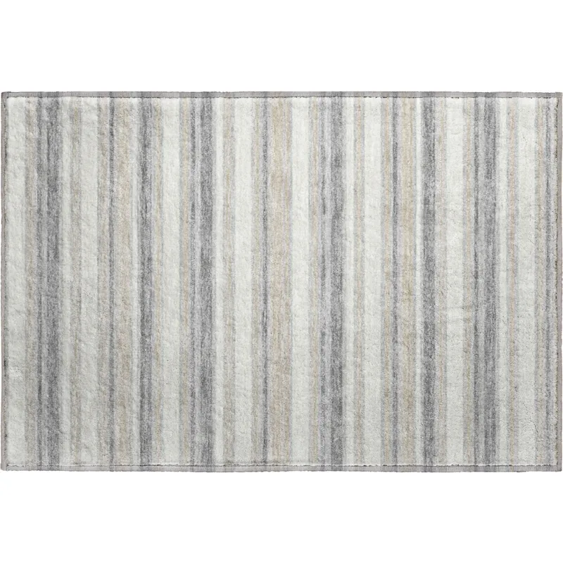Luxury Washable Indoor/Outdoor Soft Essentials Silver 1\'8\" x 2\'6\" Rug