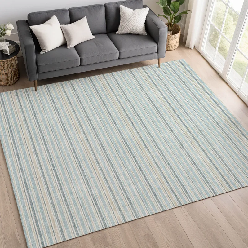 Luxury Washable Indoor/Outdoor Soft Essentials Sky 8\' x 10\' Rug