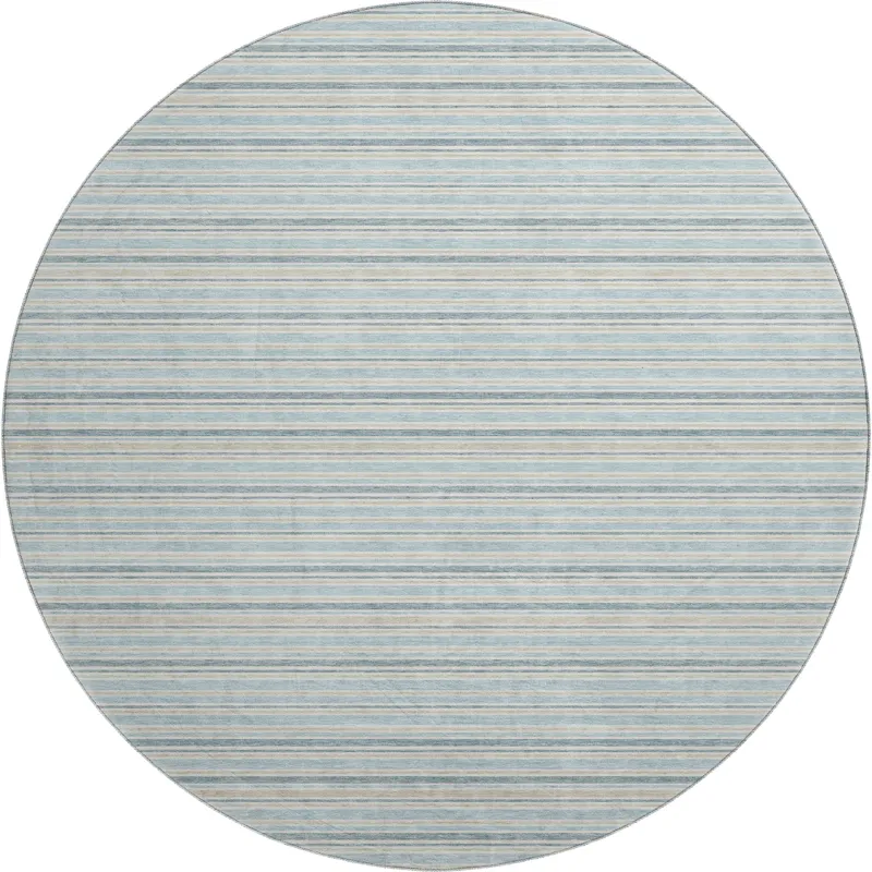 Luxury Washable Indoor/Outdoor Soft Essentials Sky 8\' x 8\' Round Rug