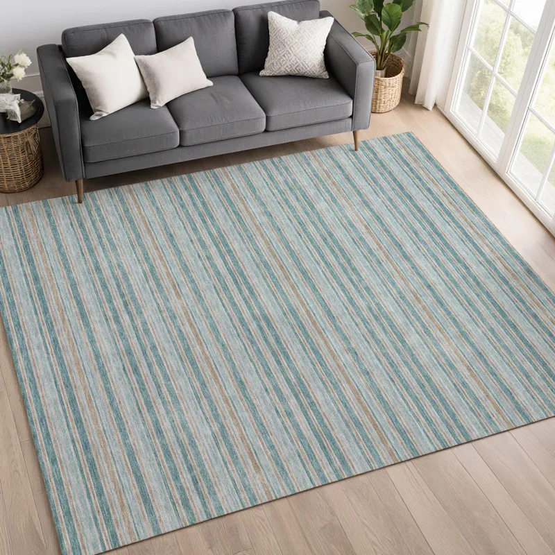 Luxury Washable Indoor/Outdoor Soft Essentials Teal 9\' x 12\' Rug