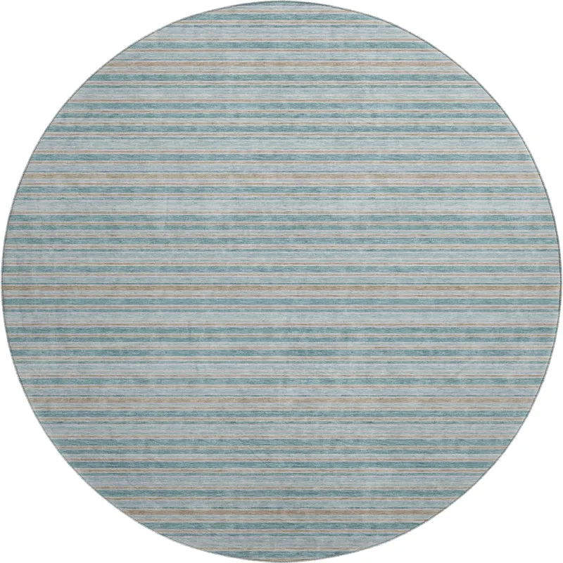 Luxury Washable Indoor/Outdoor Soft Essentials Teal 8\' x 8\' Round Rug