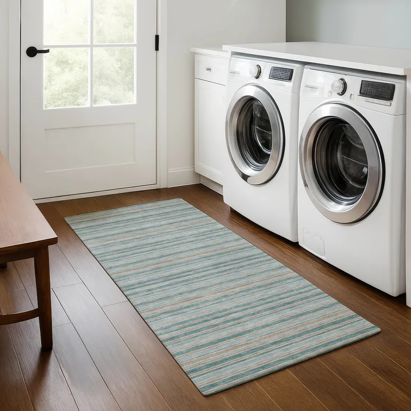 Luxury Washable Indoor/Outdoor Soft Essentials Teal 2\'3\" x 7\'6\" Runner Rug