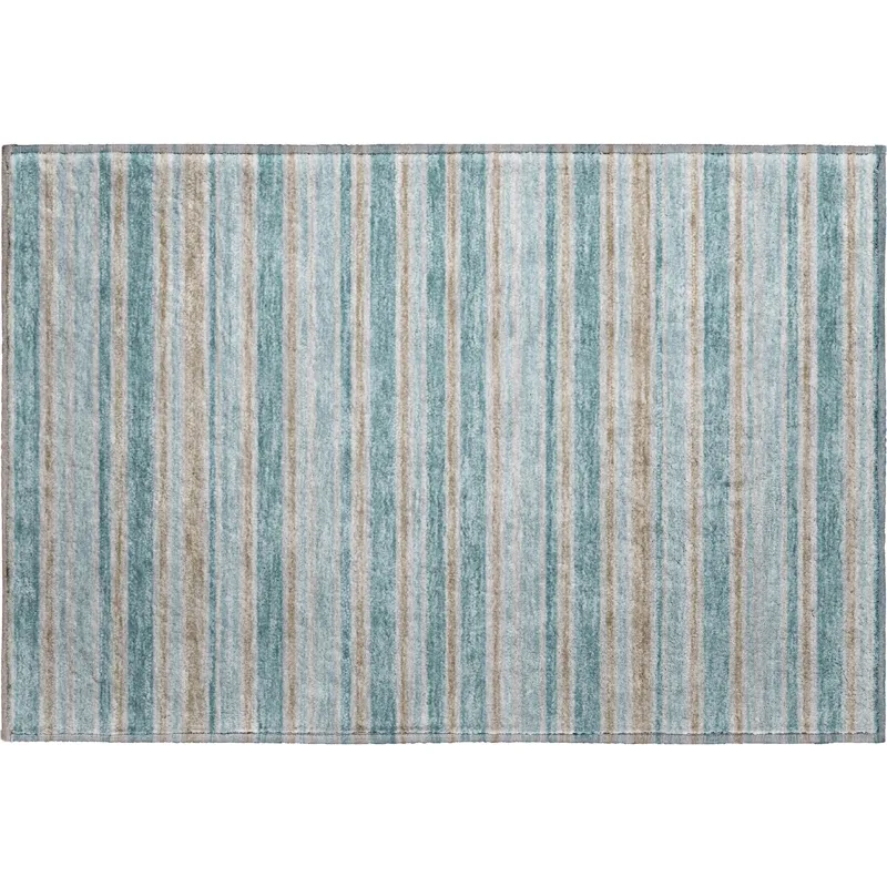 Luxury Washable Indoor/Outdoor Soft Essentials Teal 1\'8\" x 2\'6\" Rug