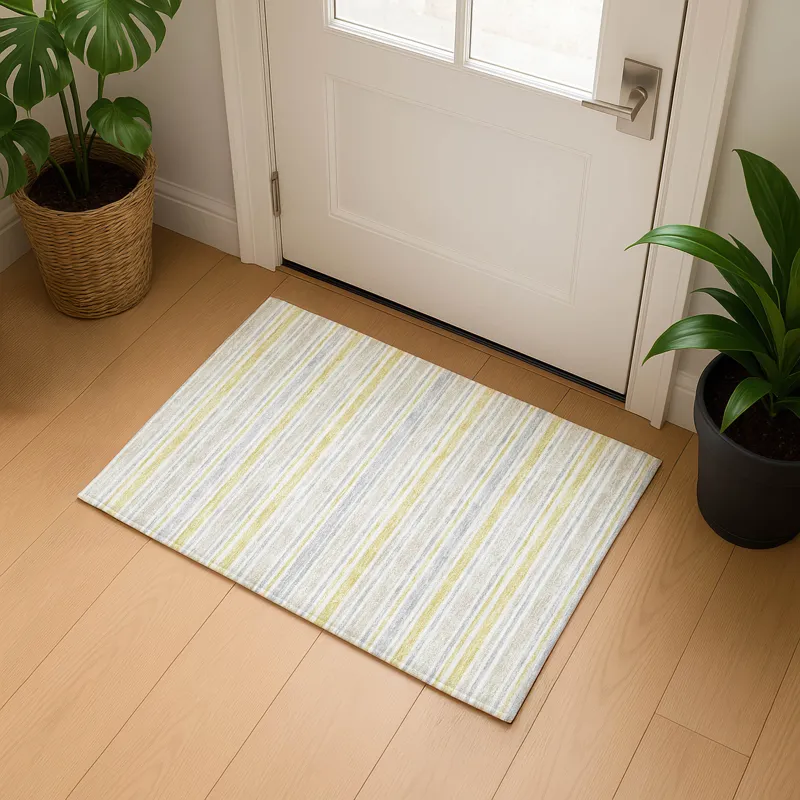 Luxury Washable Indoor/Outdoor Soft Essentials Wheat 1\'8\" x 2\'6\" Rug