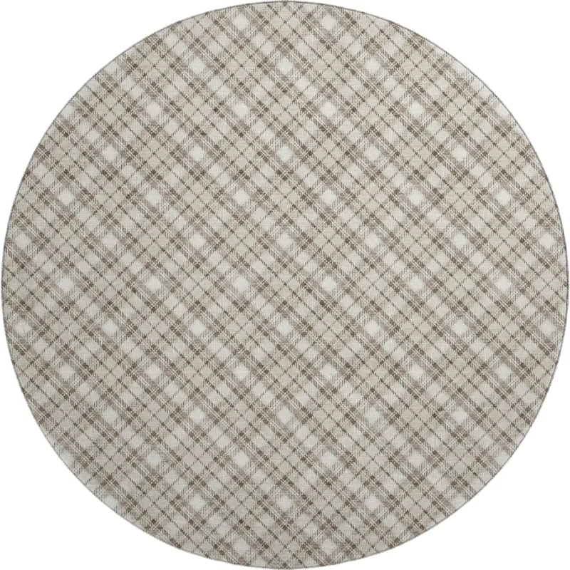 Luxury Washable Indoor/Outdoor Soft Essentials Beige 8\' x 8\' Round Rug