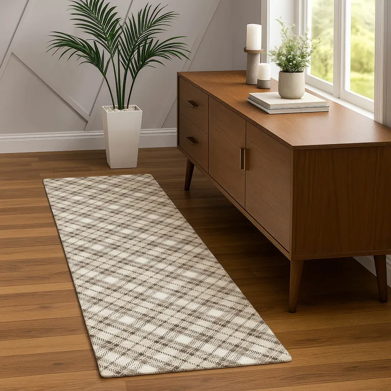 Luxury Washable Indoor/Outdoor Soft Essentials Beige 2\'3\" x 7\'6\" Runner Rug