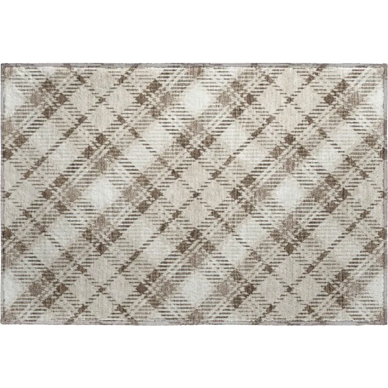 Luxury Washable Indoor/Outdoor Soft Essentials Beige 1\'8\" x 2\'6\" Rug