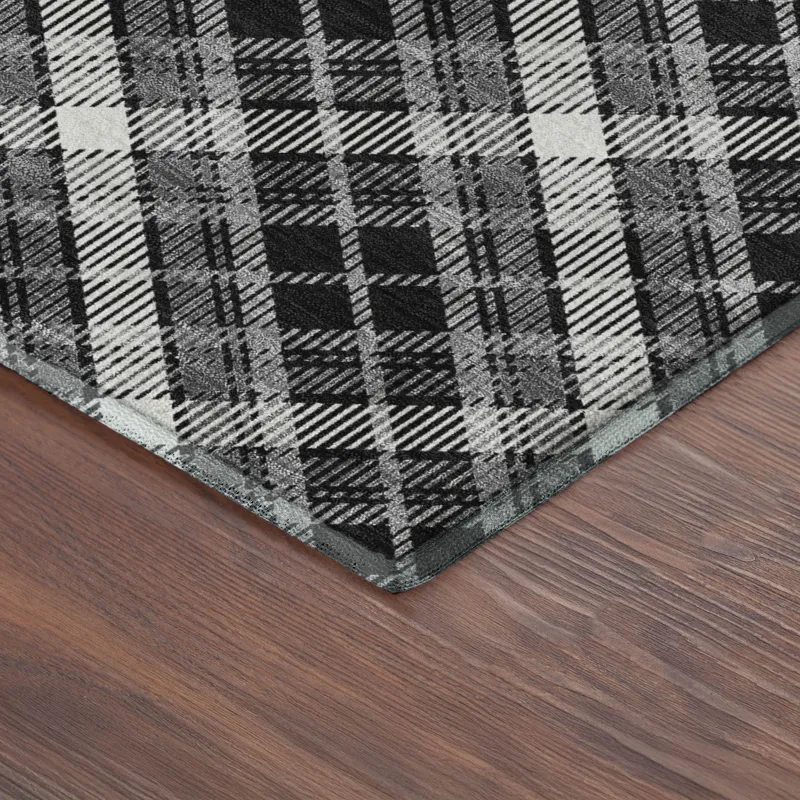 Luxury Washable Indoor/Outdoor Soft Essentials Black 5\' x 7\'6\" Rug