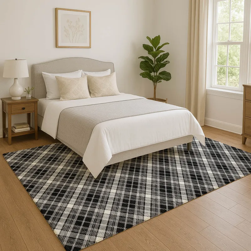 Luxury Washable Indoor/Outdoor Soft Essentials Black 5\' x 7\'6\" Rug