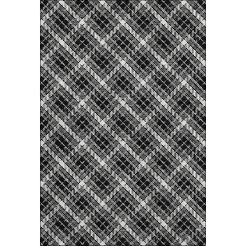 Luxury Washable Indoor/Outdoor Soft Essentials Black 5\' x 7\'6\" Rug