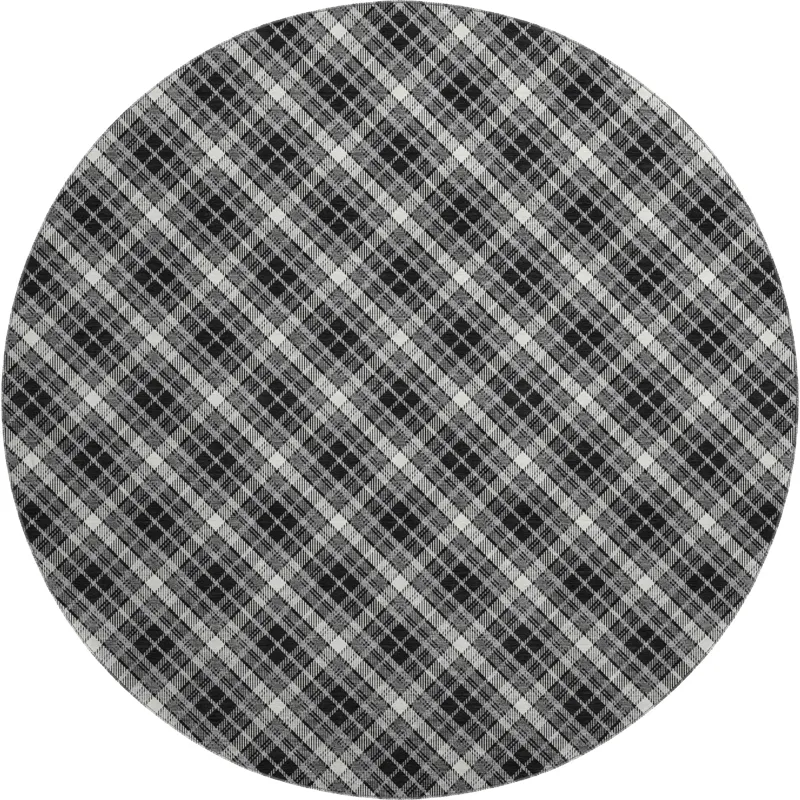 Luxury Washable Indoor/Outdoor Soft Essentials Black 8\' x 8\' Round Rug