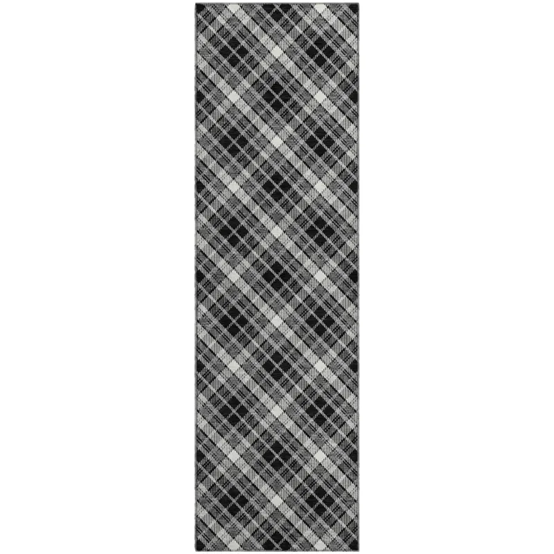 Luxury Washable Indoor/Outdoor Soft Essentials Black 2\'3\" x 7\'6\" Runner Rug
