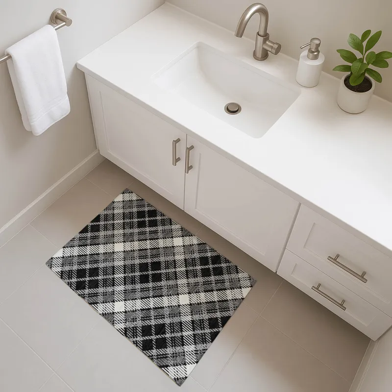 Luxury Washable Indoor/Outdoor Soft Essentials Black 1\'8\" x 2\'6\" Rug