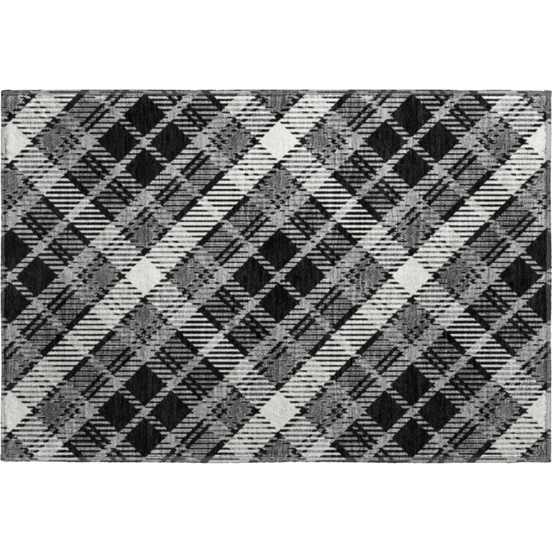 Luxury Washable Indoor/Outdoor Soft Essentials Black 1\'8\" x 2\'6\" Rug
