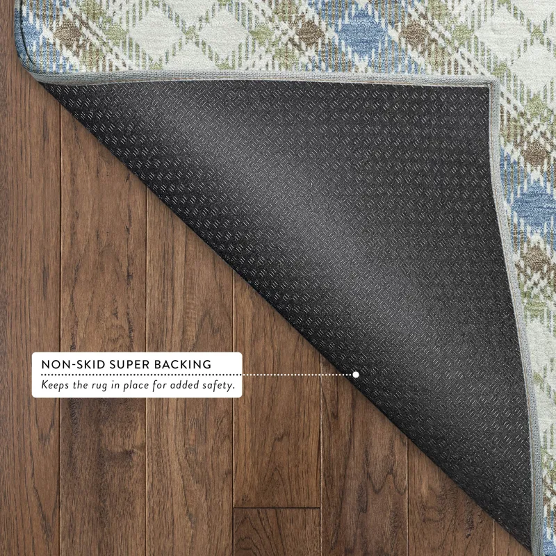 Luxury Washable Indoor/Outdoor Soft Essentials Blue 2\'6\" x 3\'10\" Rug