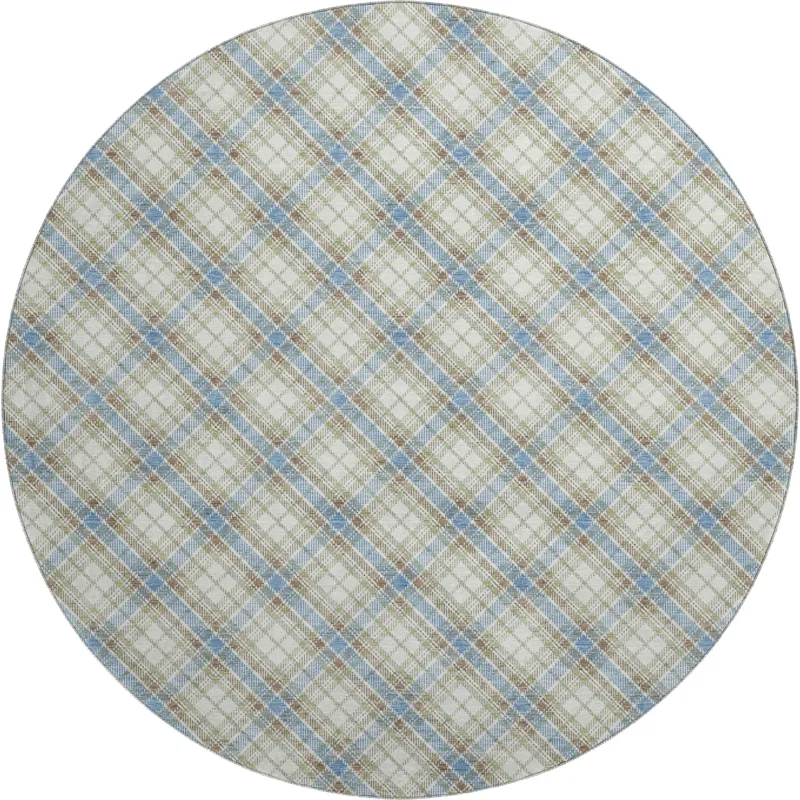 Luxury Washable Indoor/Outdoor Soft Essentials Blue 8\' x 8\' Round Rug