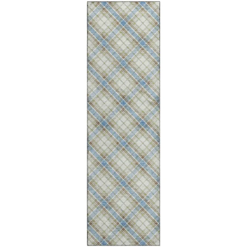 Luxury Washable Indoor/Outdoor Soft Essentials Blue 2\'3\" x 7\'6\" Runner Rug