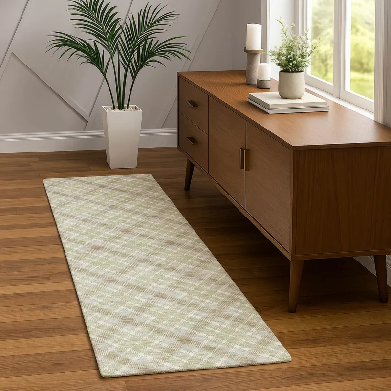 Luxury Washable Indoor/Outdoor Soft Essentials Celery 2\'3\" x 7\'6\" Runner Rug