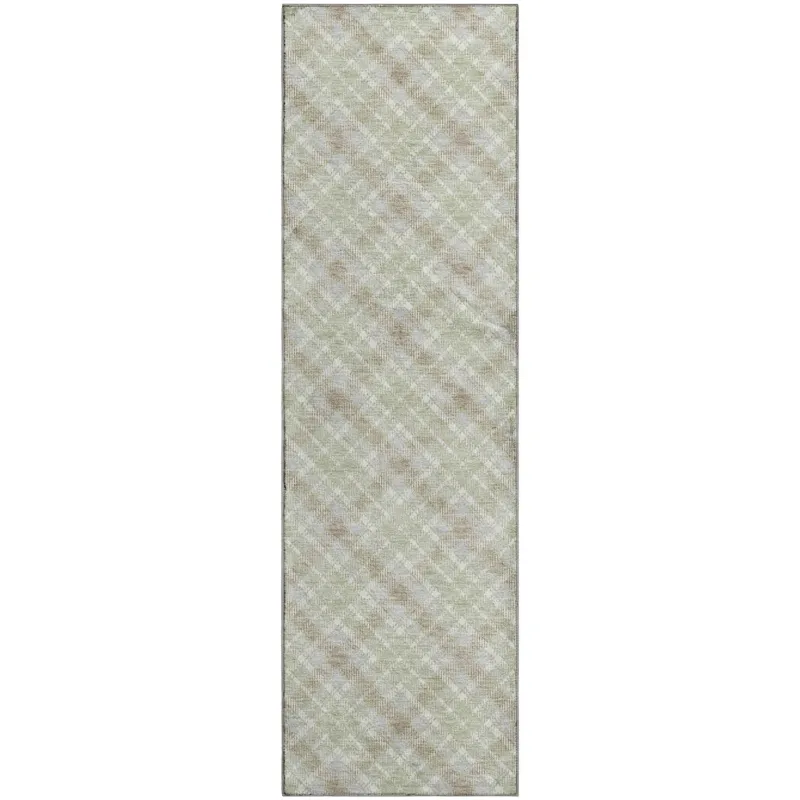 Luxury Washable Indoor/Outdoor Soft Essentials Celery 2\'3\" x 7\'6\" Runner Rug