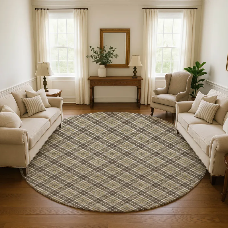Luxury Washable Indoor/Outdoor Soft Essentials Chocolate 8\' x 8\' Round Rug