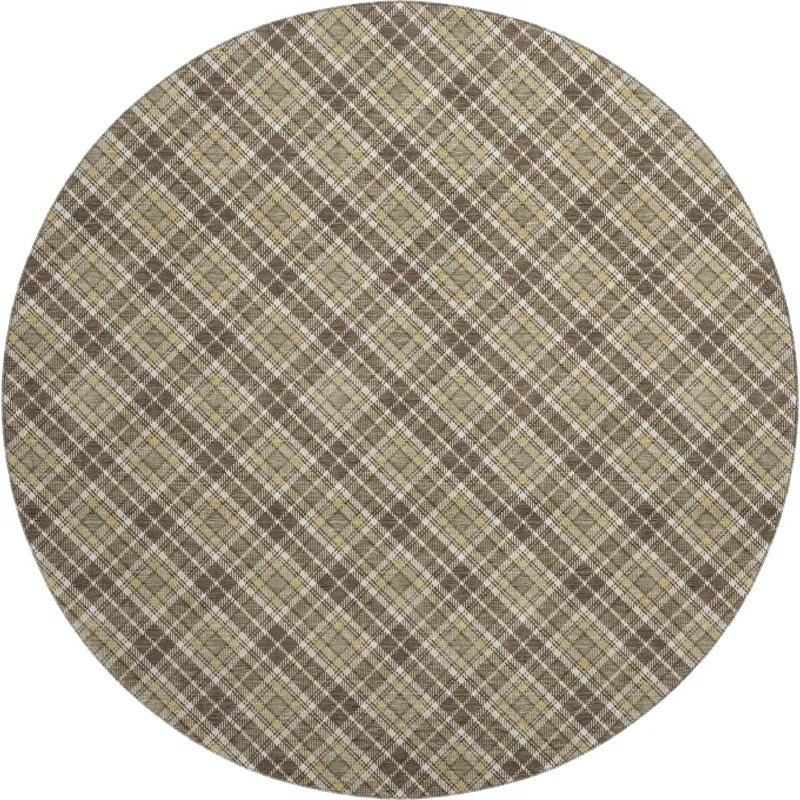 Luxury Washable Indoor/Outdoor Soft Essentials Chocolate 8\' x 8\' Round Rug
