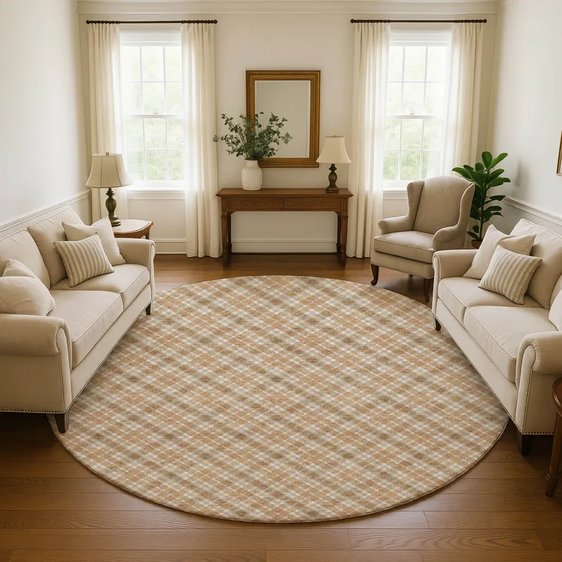 Luxury Washable Indoor/Outdoor Soft Essentials Copper 8\' x 8\' Round Rug