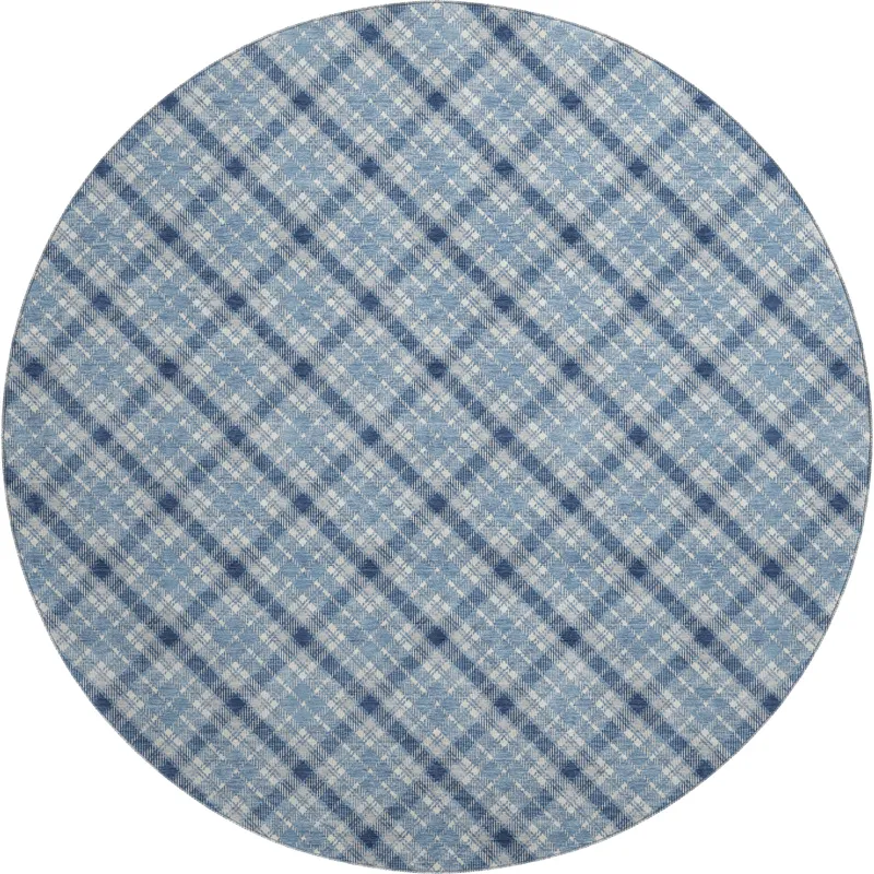 Luxury Washable Indoor/Outdoor Soft Essentials Denim 8\' x 8\' Round Rug