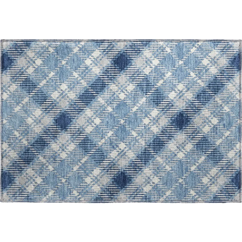 Luxury Washable Indoor/Outdoor Soft Essentials Denim 1\'8\" x 2\'6\" Rug
