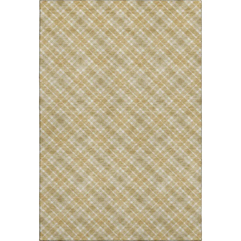 Luxury Washable Indoor/Outdoor Soft Essentials Gold 5\' x 7\'6\" Rug