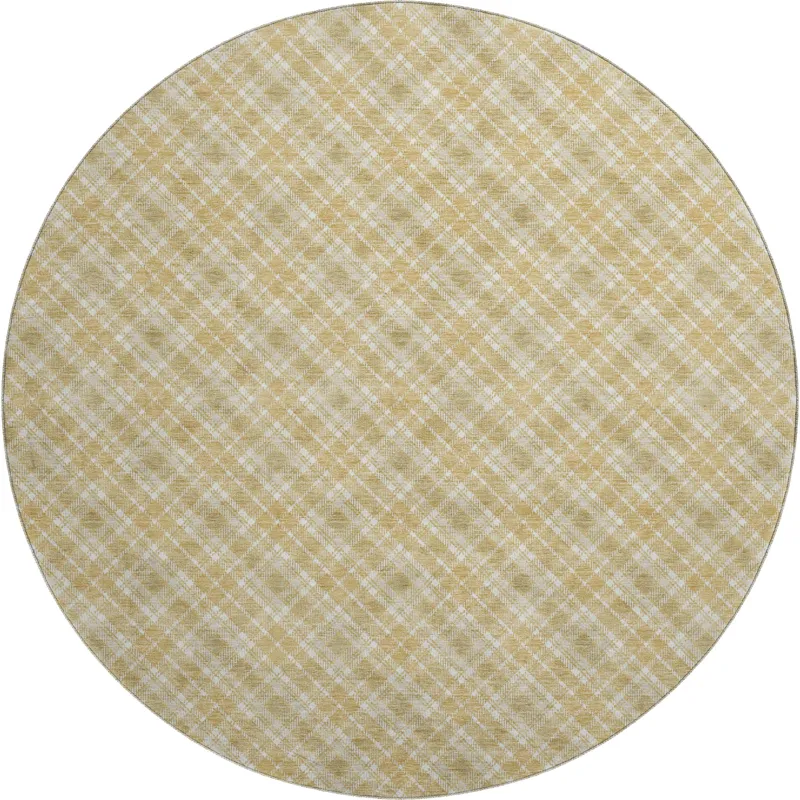 Luxury Washable Indoor/Outdoor Soft Essentials Gold 8\' x 8\' Round Rug