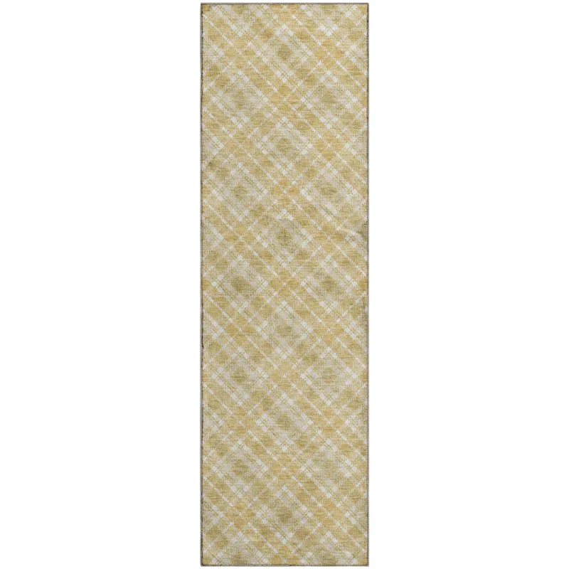 Luxury Washable Indoor/Outdoor Soft Essentials Gold 2\'3\" x 7\'6\" Runner Rug