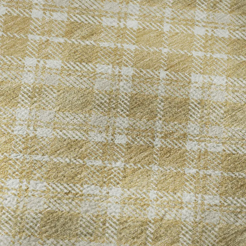 Luxury Washable Indoor/Outdoor Soft Essentials Gold 2\'3\" x 7\'6\" Runner Rug