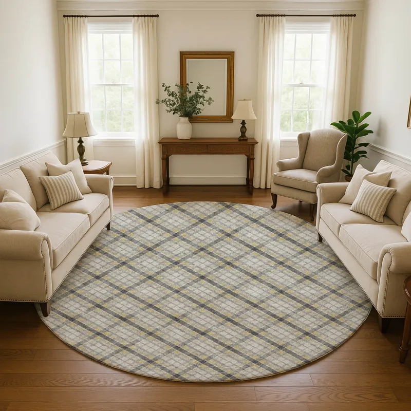 Luxury Washable Indoor/Outdoor Soft Essentials Granite 8\' x 8\' Round Rug
