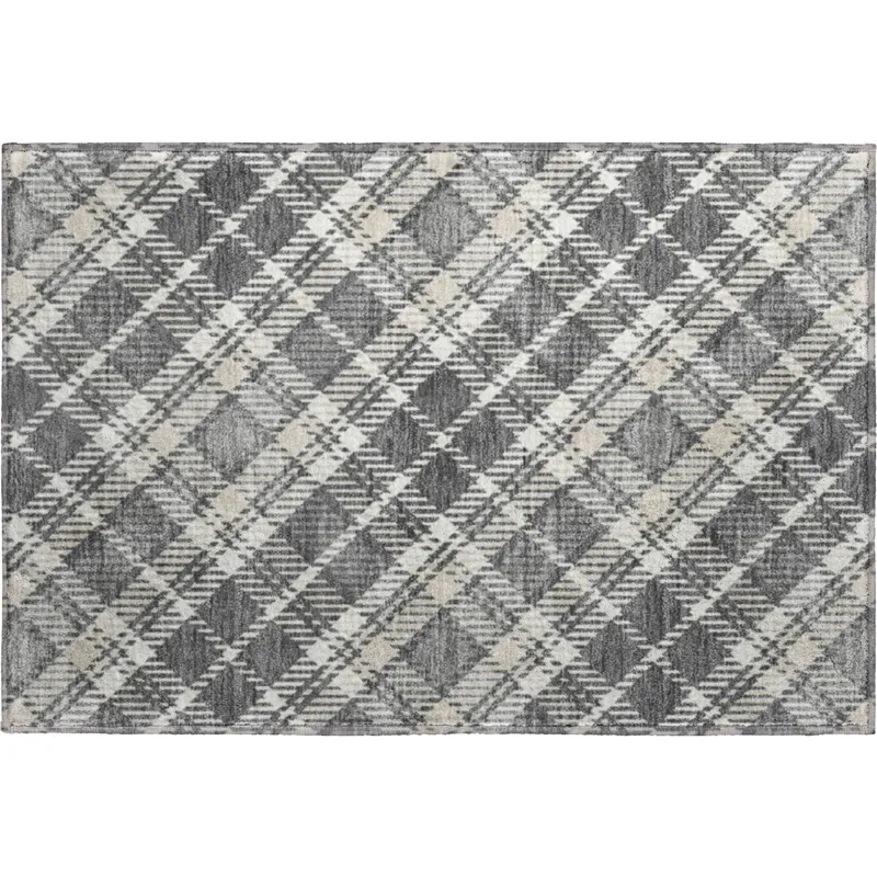 Luxury Washable Indoor/Outdoor Soft Essentials Gray 1\'8\" x 2\'6\" Rug