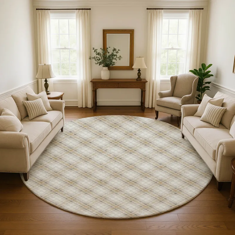 Luxury Washable Indoor/Outdoor Soft Essentials Ivory 8\' x 8\' Round Rug