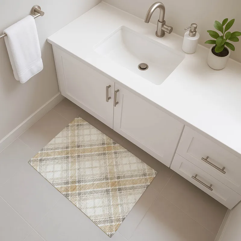 Luxury Washable Indoor/Outdoor Soft Essentials Ivory 1\'8\" x 2\'6\" Rug