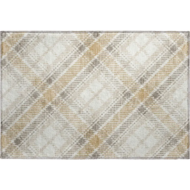 Luxury Washable Indoor/Outdoor Soft Essentials Ivory 1\'8\" x 2\'6\" Rug