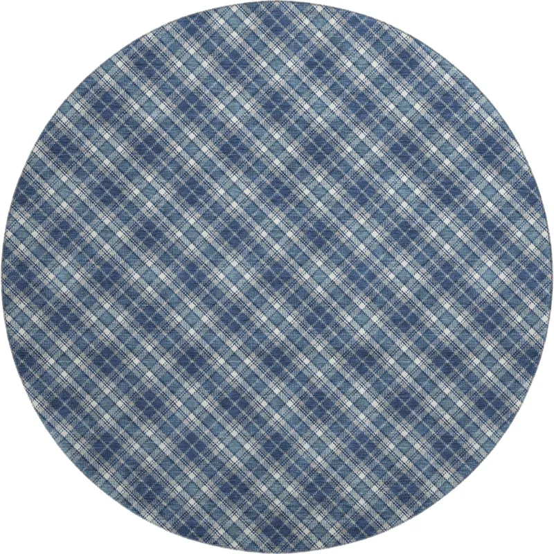 Luxury Washable Indoor/Outdoor Soft Essentials Navy 8\' x 8\' Round Rug