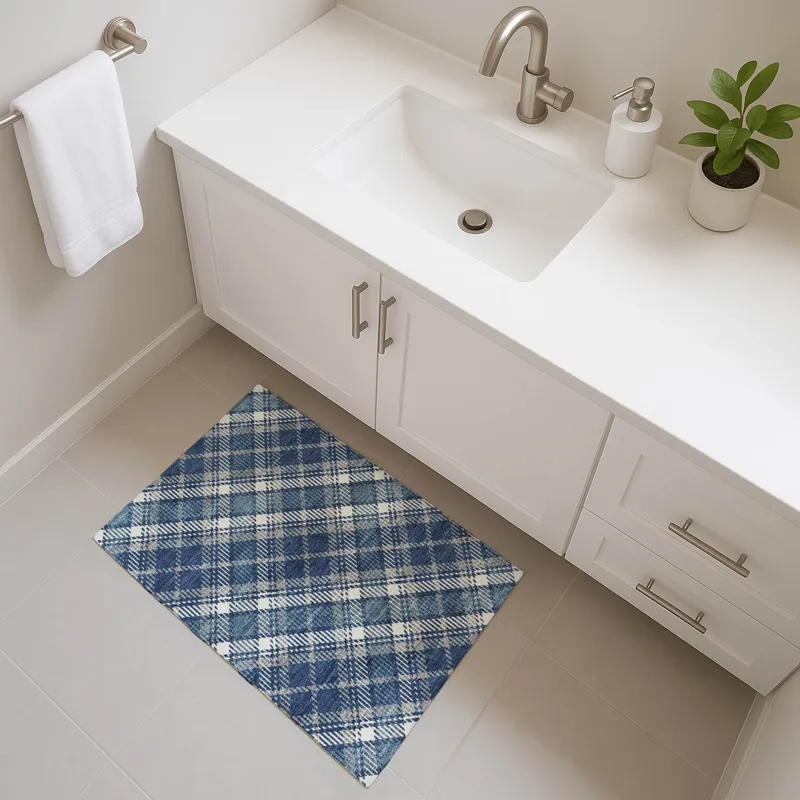 Luxury Washable Indoor/Outdoor Soft Essentials Navy 1\'8\" x 2\'6\" Rug