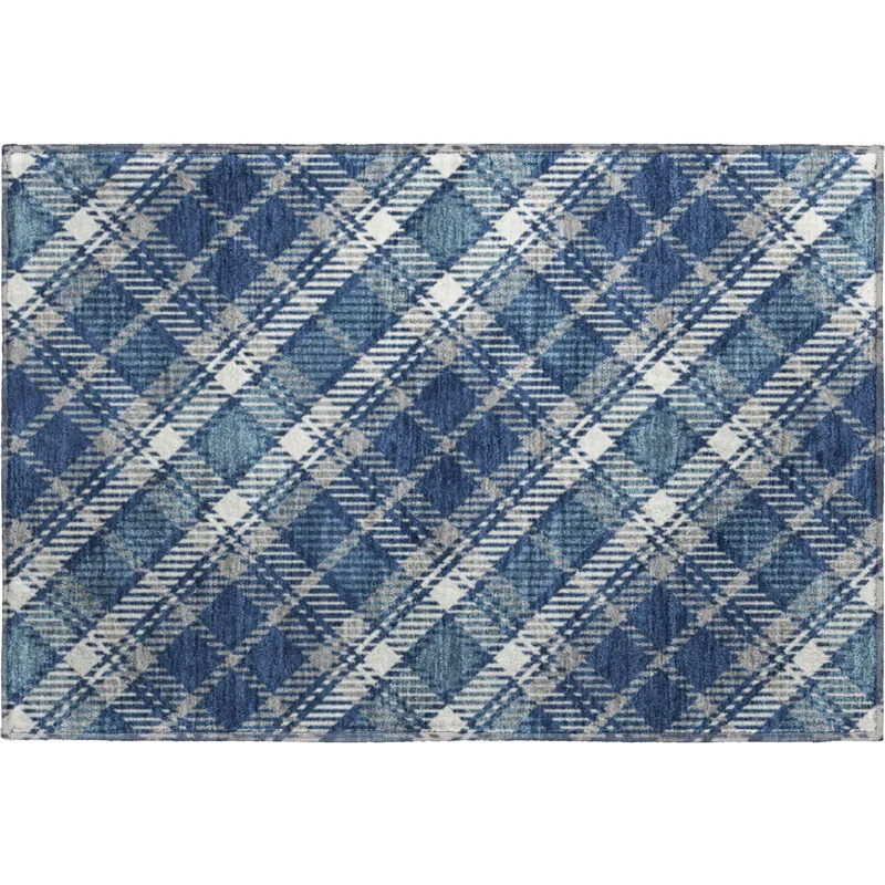Luxury Washable Indoor/Outdoor Soft Essentials Navy 1\'8\" x 2\'6\" Rug
