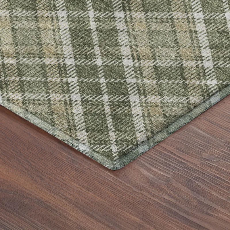 Luxury Washable Indoor/Outdoor Soft Essentials Olive 8\' x 8\' Round Rug