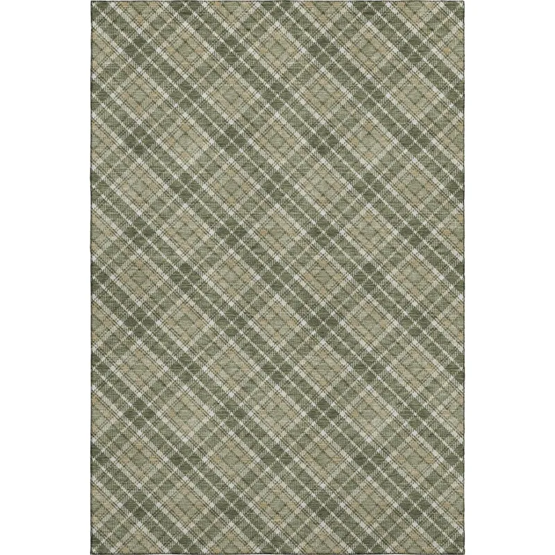 Luxury Washable Indoor/Outdoor Soft Essentials Olive 2\'6\" x 3\'10\" Rug