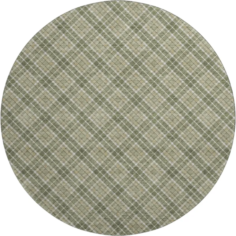 Luxury Washable Indoor/Outdoor Soft Essentials Olive 8\' x 8\' Round Rug