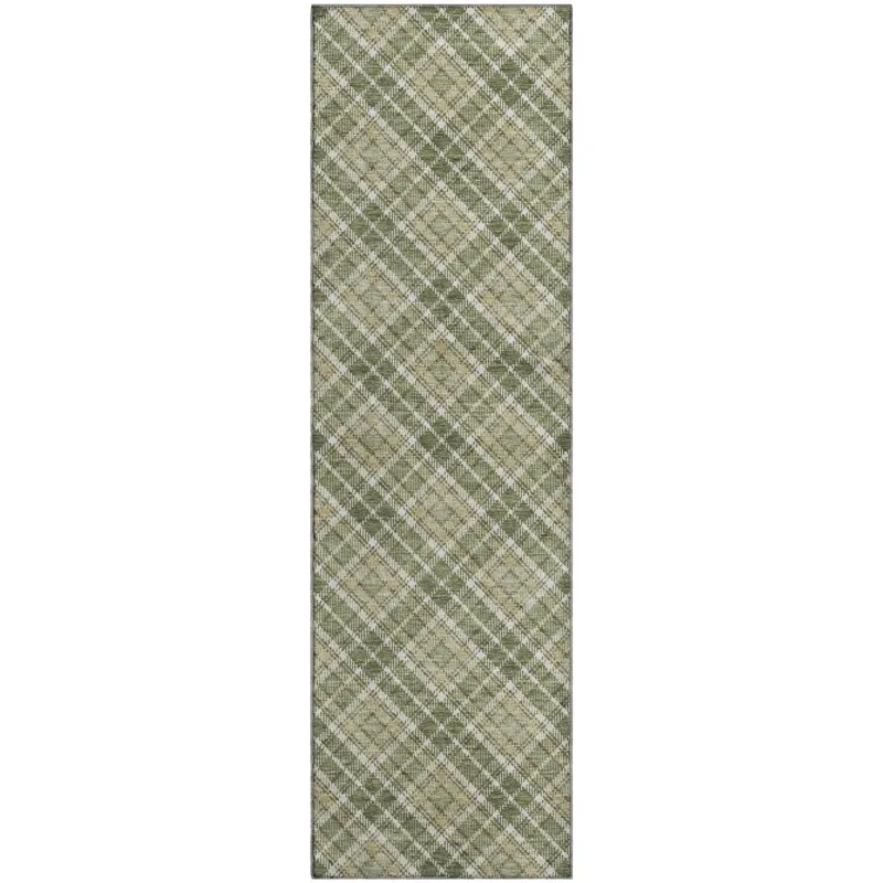 Luxury Washable Indoor/Outdoor Soft Essentials Olive 2\'3\" x 7\'6\" Runner Rug