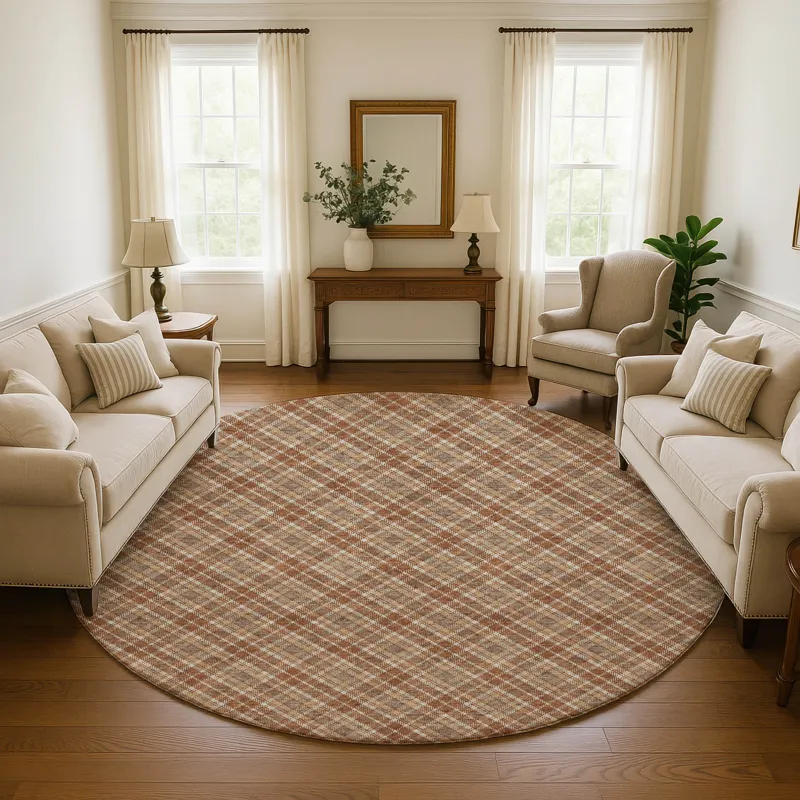 Luxury Washable Indoor/Outdoor Soft Essentials Paprika 8\' x 8\' Round Rug